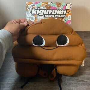 Kigurumi Travel Pillow Poop Emoji Neck Pillow Plush Brown NWT